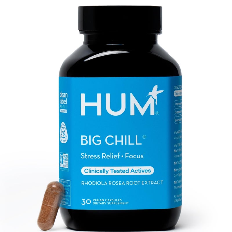 HUM Big Chill Rhodiola Rosea Supplement Adaptogenic Herbal Calm Supplement Support for Focus Calming and Adrenal Health Balance with 500mg Rhodiola Rosea Extract Gluten Free 30 Vegan Capsules
